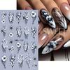 3pcs White Flower Nail Stickers Elegant Lace Rose Floral Petals Leaves Nail Decals DIY Self-Adhesive Slider Manicure Decoration