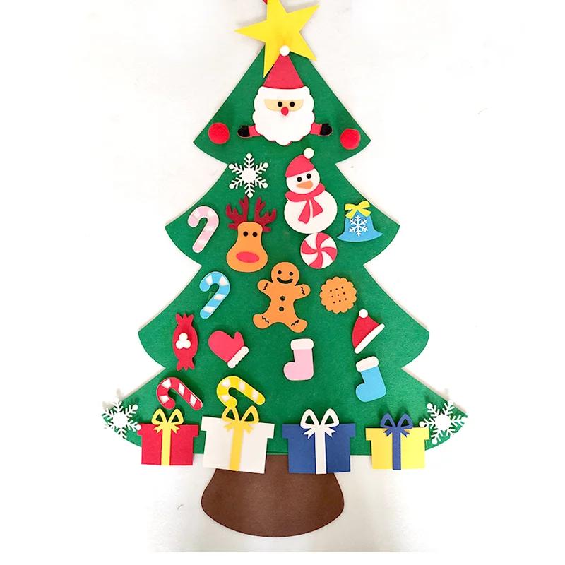 For DIY Felt Christmas Tree for Toddler Feltpinetree Xmas with String Lights for Kids Montessori Gift Home Decor Party Suppl