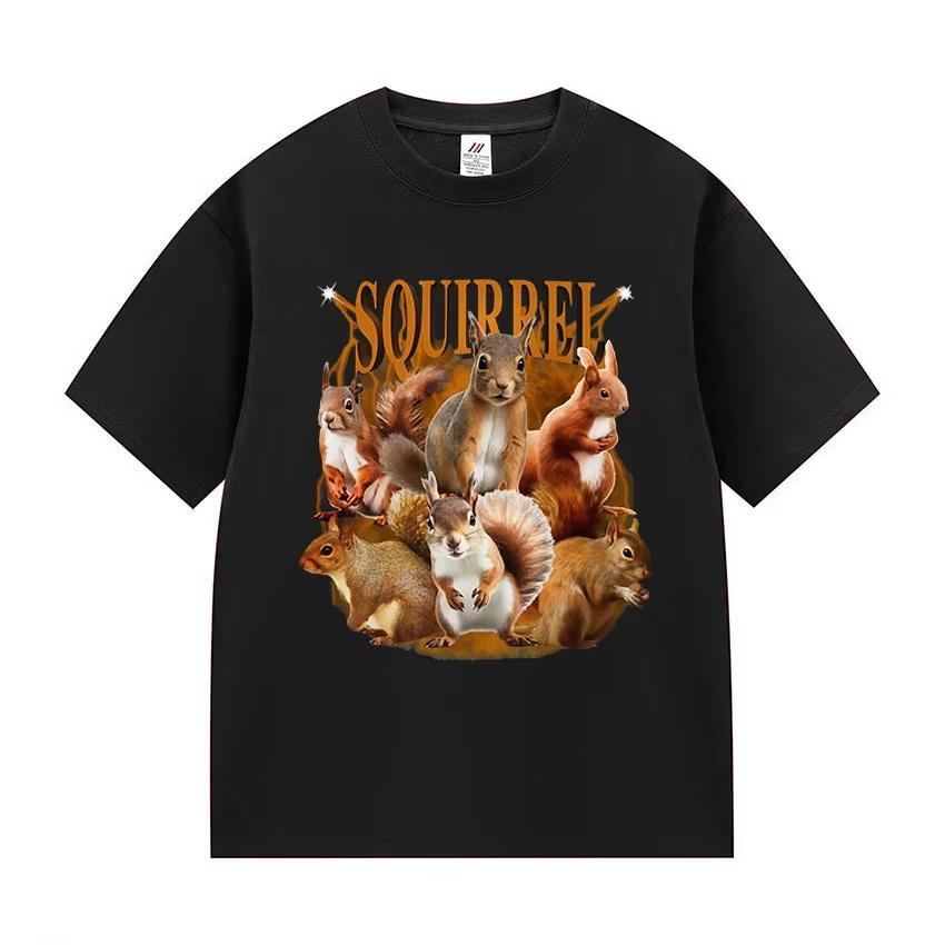 Funny Squirrel Meme Graphic Tshirt Unisex Women Casual Oversized Short Sleeve T Shirts Fashion High Quality Cotton Tees Streetwear