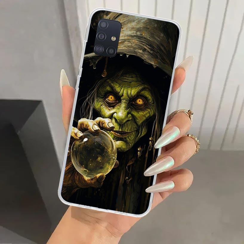 Halloween Moon Witch Horror Phone Case for Samsung Galaxy A52 A32 A22 A12 A02S A50S A30S A10S Note 20 Ultra 10 Plus S10 A31 A20
