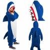 Adult Blue Shark Animal Flannel Cosplay Costume Pajamas Onesie Sleepwear Outfit Comfortable Soft Warm