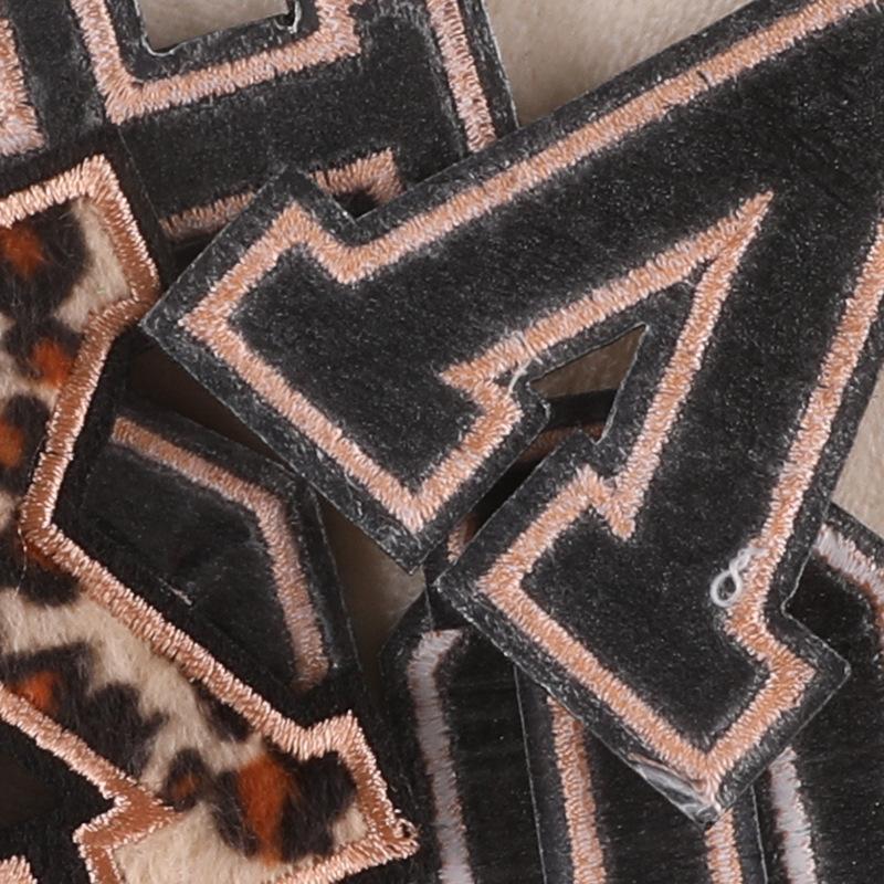 Embroidery Label Leopard Print English Alphabet Cloth Label Clothes And Hats Hand Account Diy Patch Accessories Embroidery Stickers Cloth Stickers