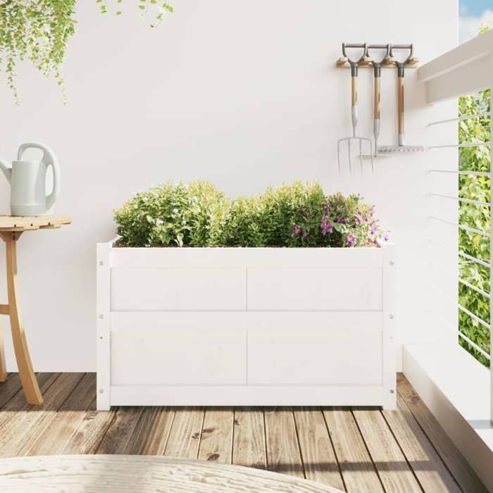 VidaXL Outdoor Planter White 90x50x50 Cm Solid Pine Wood 837461