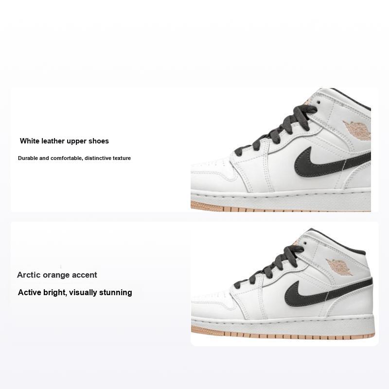 Детские кроссовки Air Jordan 1 Mid GS White Arctic Orange Антрацит 554725-180 36