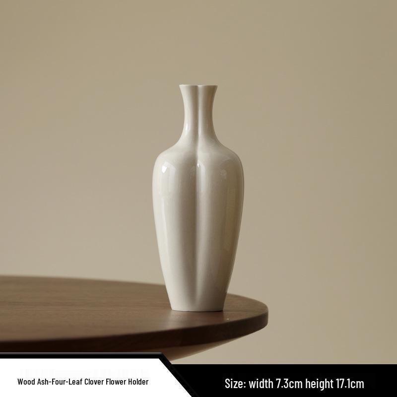 

Деревянная зола Четырехлистный клевер Дзен Керамическая ваза - Подставка для цветов для чайной церемонии и предмет домашнего декора