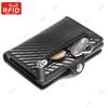 Rfid Carbon Fiber Credit Card Holder Men Wallets Slim Thin Mini Leather Metal Wallet Purse Black Wallet for Men  Wallet for Men