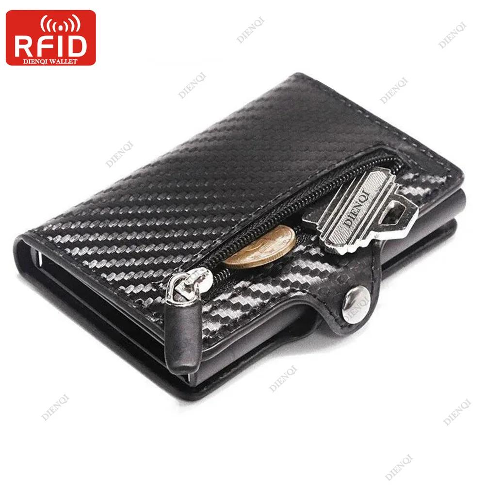 Rfid Carbon Fiber Credit Card Holder Men Wallets Slim Thin Mini Leather Metal Wallet Purse Black Wallet for Men Wallet for Men