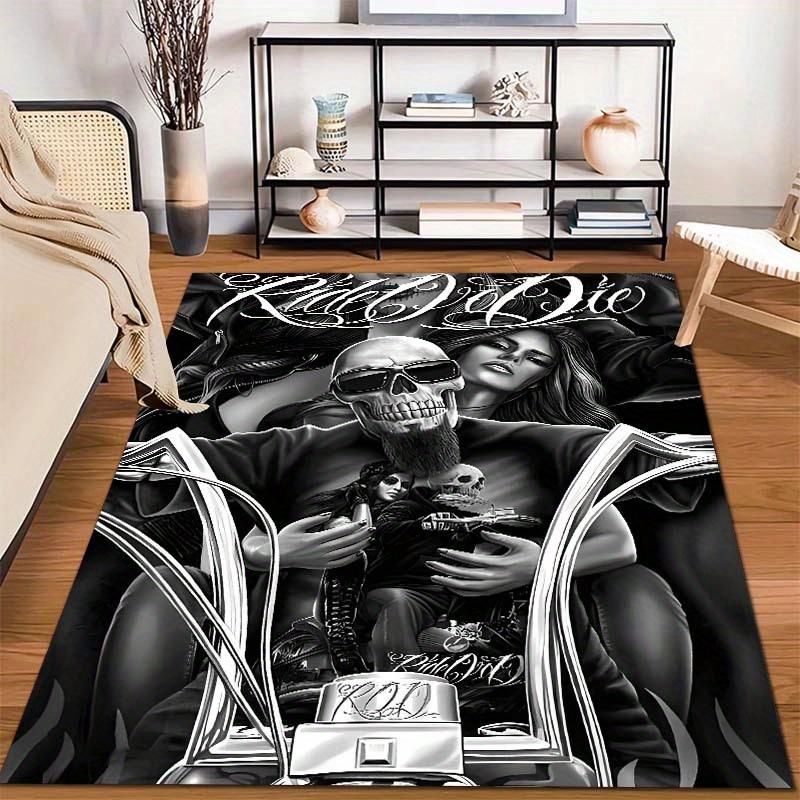 

Ride or Die Motorcycle Couple Rug - Non-Slip Floor Mat for Home Living Room Bedroom Office Chair, Biker Themed Decor Mat 40x60cm