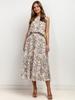 T424 black flower midi skirt