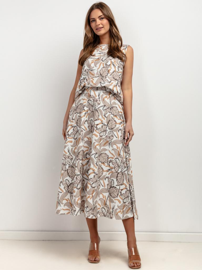 T424 black flower midi skirt