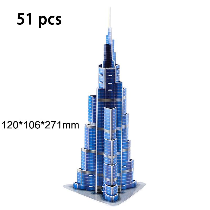 Kids Architecture 3D Cardboard Puzzle Toys Boxed Eiffel Tower Burj Khalifa Space Shuttle Dinosaur Famous Architectural Model Toy