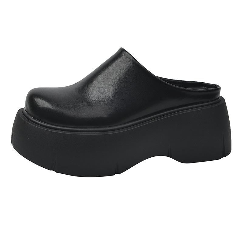 Internet celebrity thick-soled heightening slippers women's 2025 spring and autumn new popular outer wear high-heeled bag head half slippers