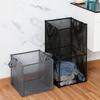 Cesto de roupa suja grande capacidade quadrado dobrável alças laterais malha fina transparente visível roupas sujas artigos diversos brinquedos saco de armazenamento artigos para casa