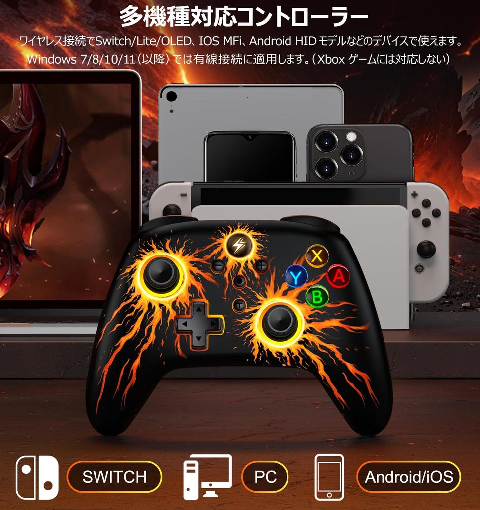 Kontroler Switch z podświetleniem LED Makro 16 godzin 1000 mAh Żyroskop TURBO 4 poziomy HD i Funkcja dla 9-kolorowego Switcha, Funkcja, Użycie, Wysoka pojemność