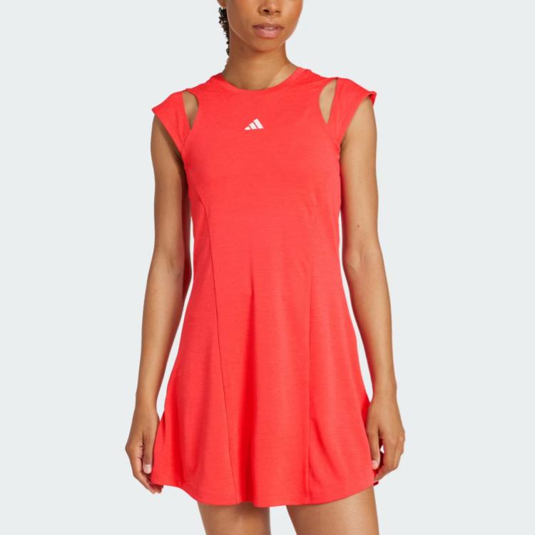 adidas Sukienka tenisowa Pro Climacool Performance Slim Fit z krótkim rękawem odprowadzająca wilgoć z wewnętrznymi spodenkami Damska Półbłyszcząca Czerwona IN6166