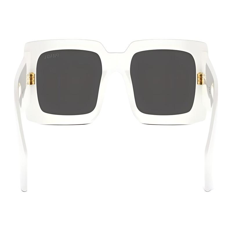 Prada Temple Logo Acetate Acetyl Rectangular Sunglasses Unisex Couple Style White white 52