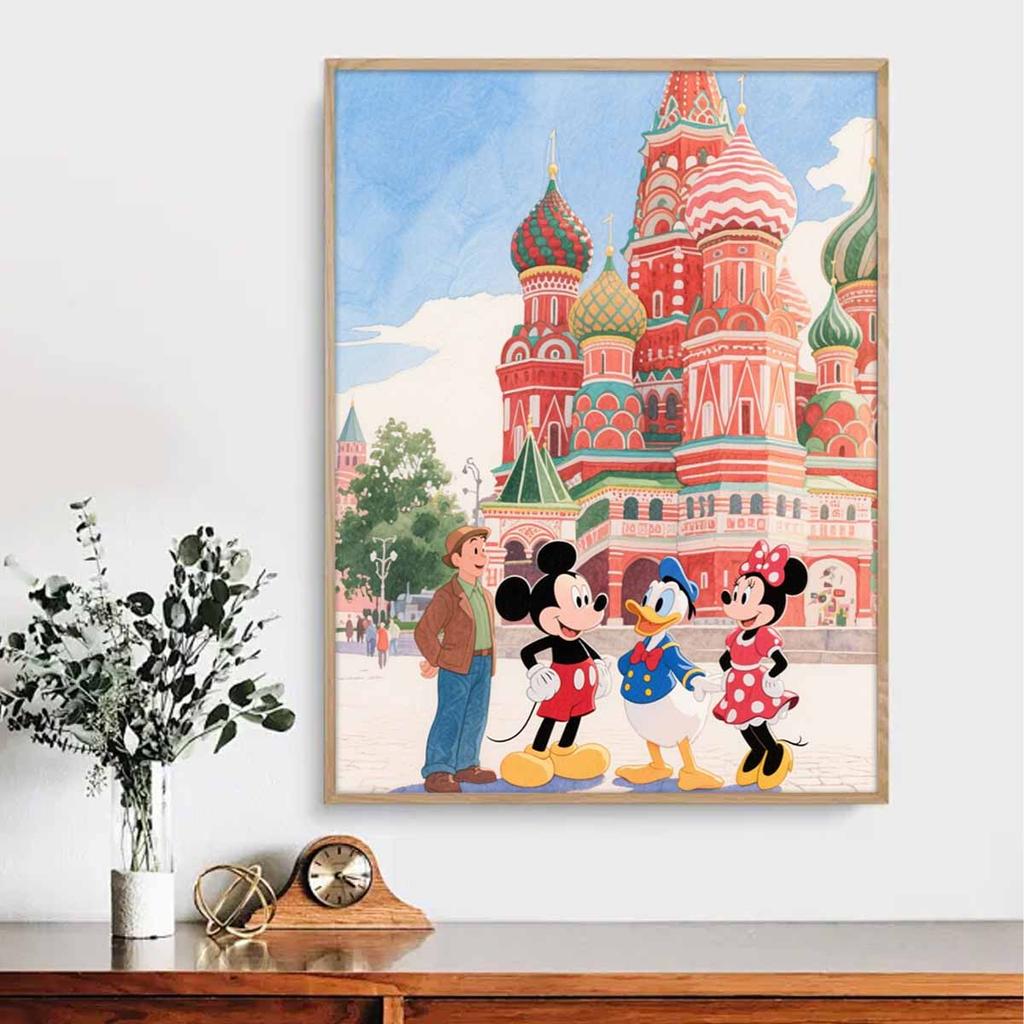 Diamond Mosaic Colorful Diamond Painting Mickey, Minnie and Donald Duck Full Round Embroidery Cartoon Creative Hobbies Wall Decor