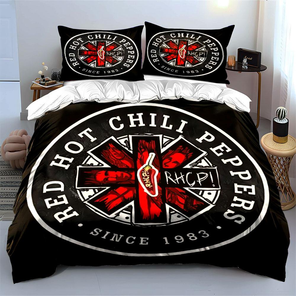 Red Hot Chili Peppers Logo Bedding Duvet Cover Set Duvet Cover Pillowcases (1*Duvet Cover 2*Pillowcases, without duvet insert)