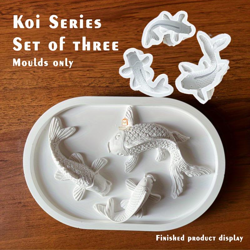 3pcs Premium Silicone Carp Mold Set - DIY Fish Tank Decor Craft Kit for Plaster, Epoxy Resin & Crystal Casting