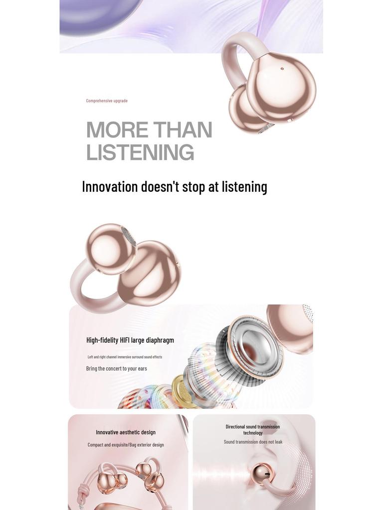 Rose Gold M106 Bluetooth Headset with Love Heart Design - Ear Clip In-Ear, Long Battery Life.
