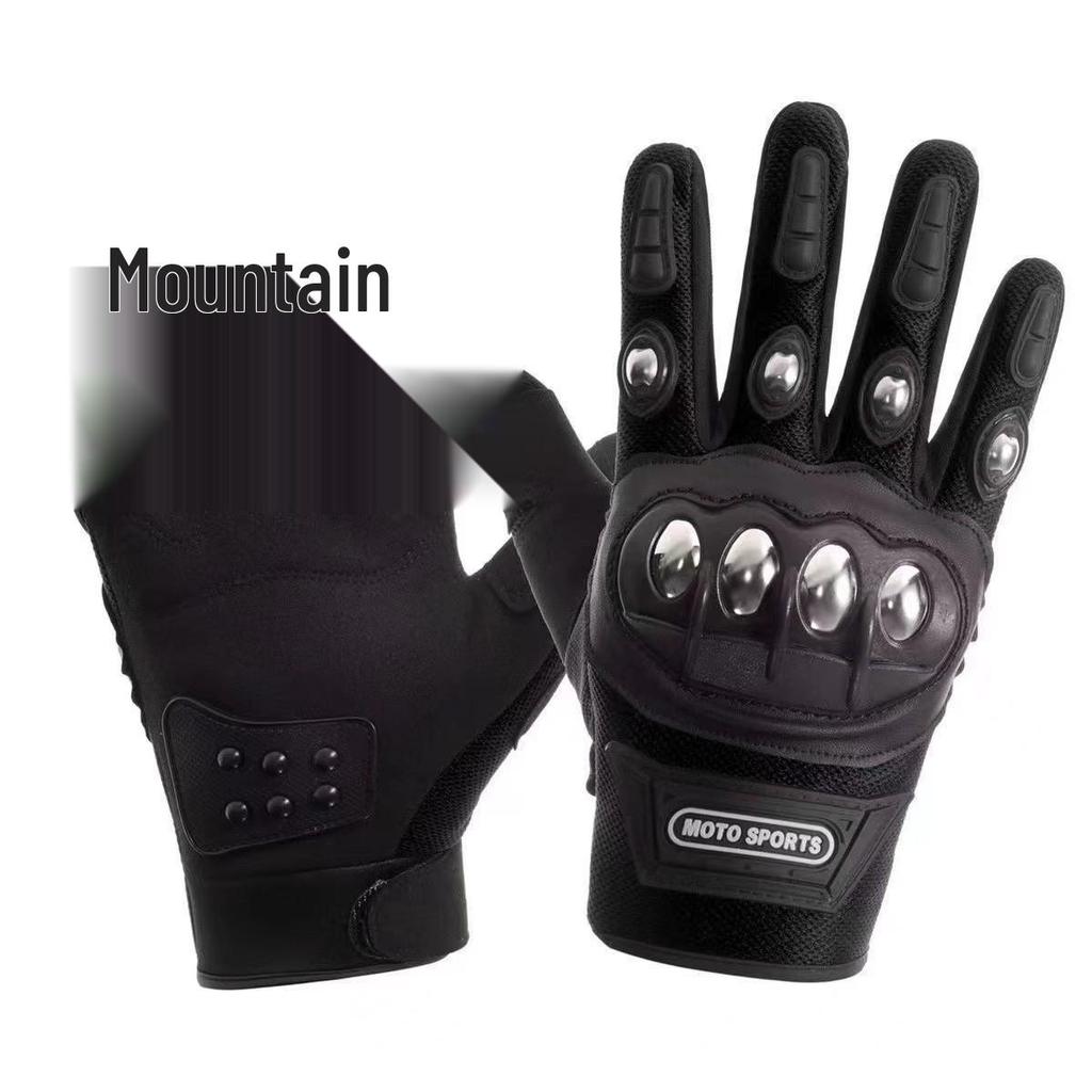 Men's Motorcycle Riding Gloves with Stainless Steel Hard Shell and Anti-Fall Protection for Mountain Biking