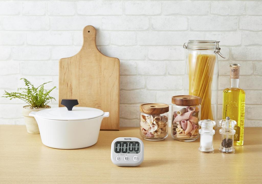 Tanita Kitchen Study Timer Large Loud 100 Stand Large Visible Gray TD384HGY Screen, Volume, Minutes, Magnet, Included, Timer,