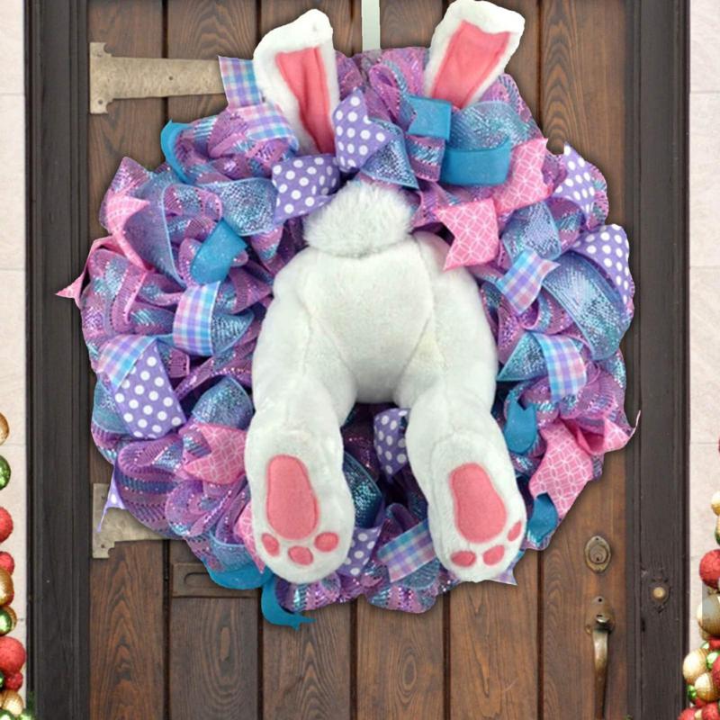 Colorful Easter Bunny Garlands Door Wall Sticker Happy Easter Party Wreath Decoration 2025 New Creative Festival Garland Decor
