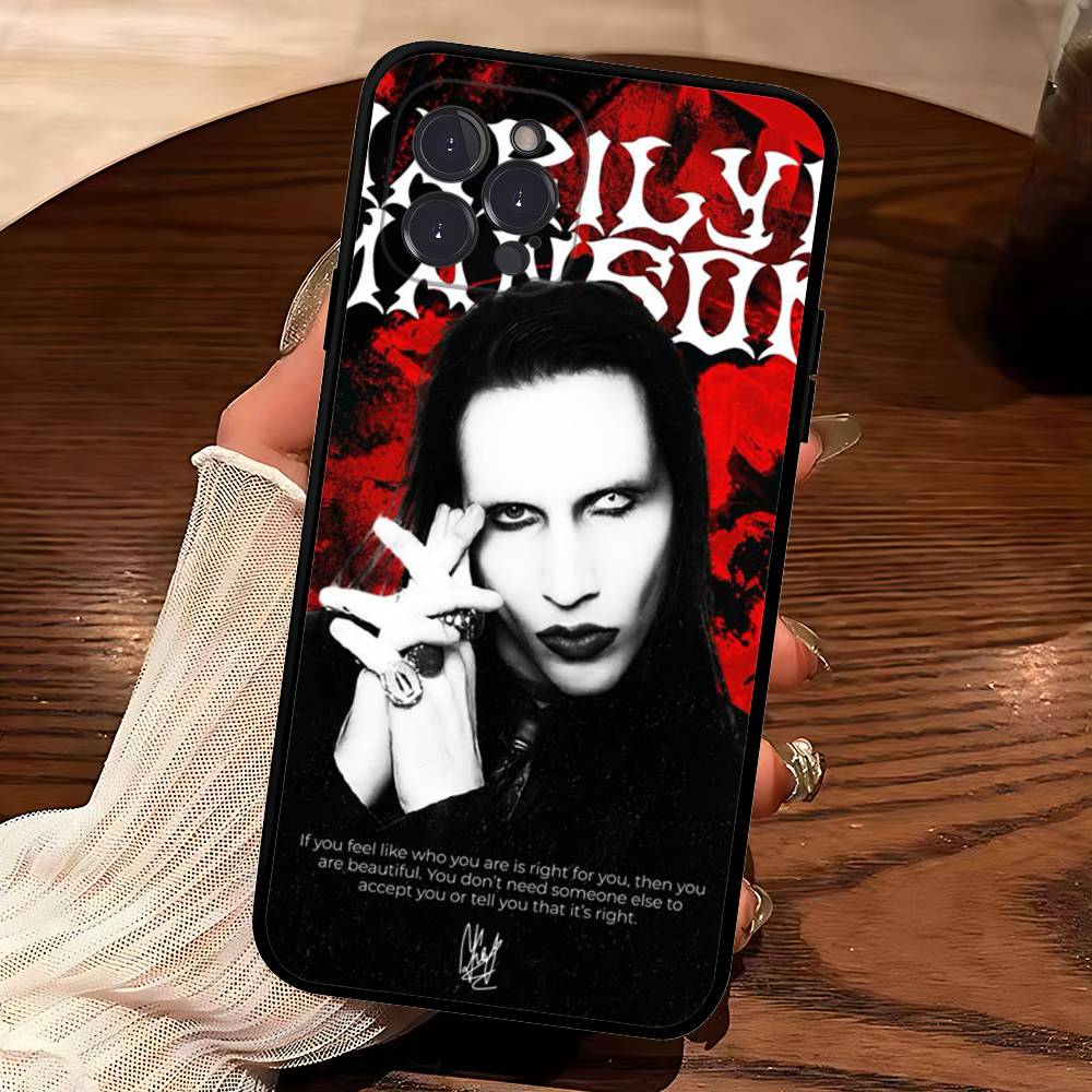 

Rock Band Marilyn Manson Phone Case For IPhone 17 16 14 15 13 12 11 Pro Max Plus Silicone Soft Cover iPhone 15