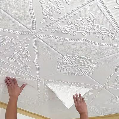 1-10 peças 70cm*70cm Papel Moderno Teto Decorativo À prova d'água À prova de umidade À prova de mofo Parede Autoadesiva 3D Fundo de Quarto