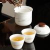 Portable outdoor ceramic travel tea set, Kuaike cup, one pot, three cups, souvenir, outdoor camping, shockproof