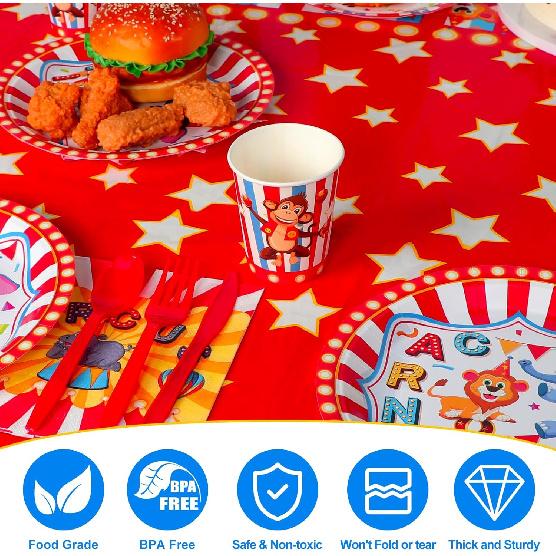 Carnival Theme Party Decorations, Circus Theme Party Decorations with Carnival Balloons, Carnival Backdrop, Tablecloth, Happy Birthday Banners, Cake