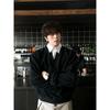 Premium Academia-Style Men's Long-Sleeve Hoodie Shirt - Faux Two-Piece Polo Collar for Autumn/Winter