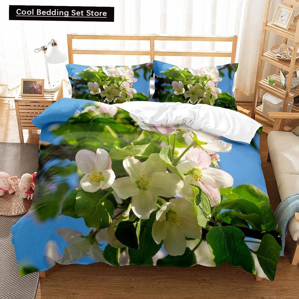 Spring Flowers King Queen Duvet Cover Colorful Floral Bedding Set Cherry Blossoms Quilt Cover 2/3pcs Polyester Comforter Cover