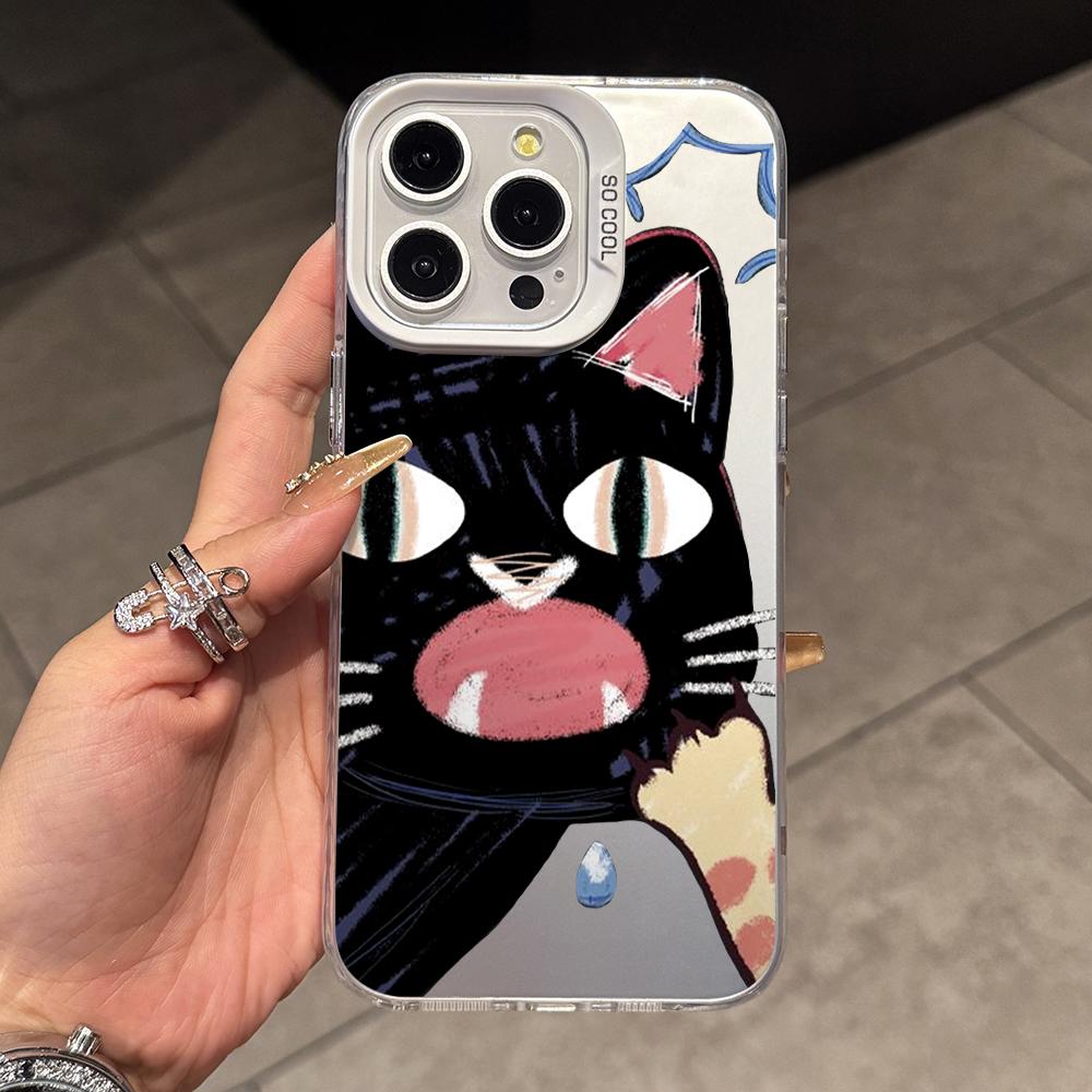 Doodle wütende Katze Handyhülle für Xiaomi Redmi 15C 14C 13C 12C 10 Note 15 14 13 12 Pro Plus 4G 5G Silber Hartschale