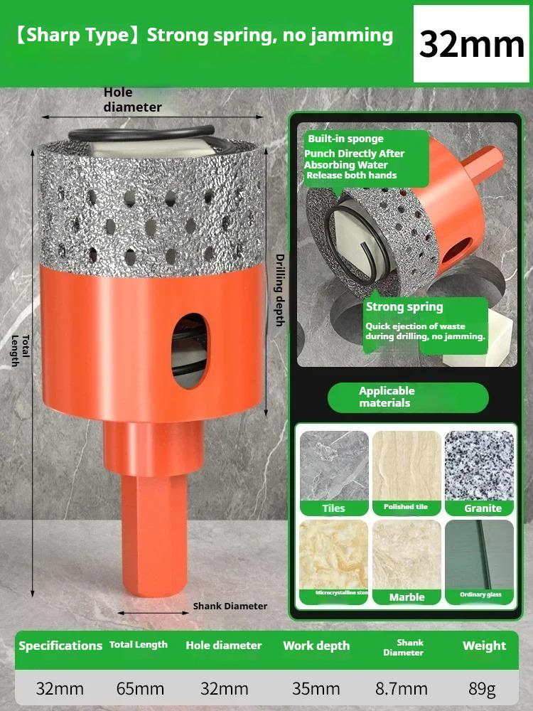 BAOLIAN Automatic Discharge of Waste Material Hole Saw Hexagonal Shank Brazed Dry Ceramic Tile Diamond Drill Bit