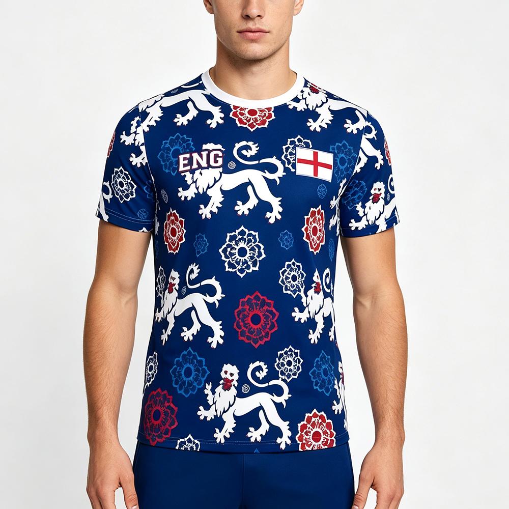 2026 New England Flag Print T-Shirt Summer Outdoor Sports Breathable Quick-Drying Soccer Jersey Men's Fan Daily Training Apparel