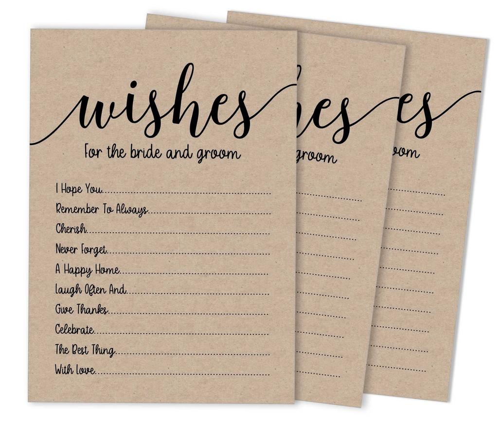 Inkdotpot Set of 50 Advice & Well Wished for The Newlyweds, Bride and Groom Advice Cards Rustic Wedding Décor, Guestbook Alternative, 5x7 Inches