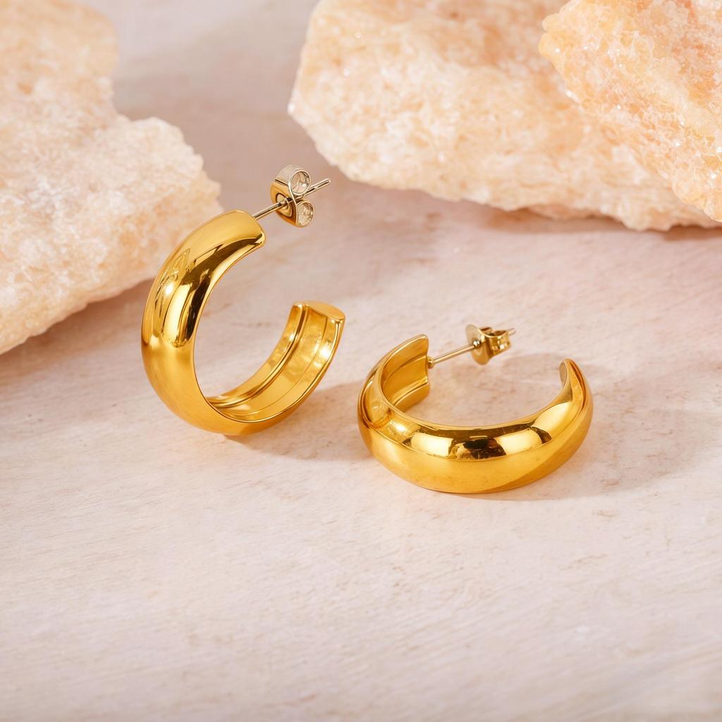 Titanium Steel Light Luxury Colorfast Hoop Earrings with High-End Feel