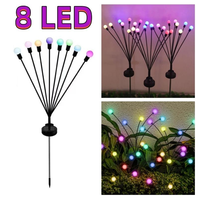 Solar Powered Garden Lights Firefly Lights 6/8/10 LED Outdoor Waterproof Vibrant Swaying Lights for Patio Pathway Decoration