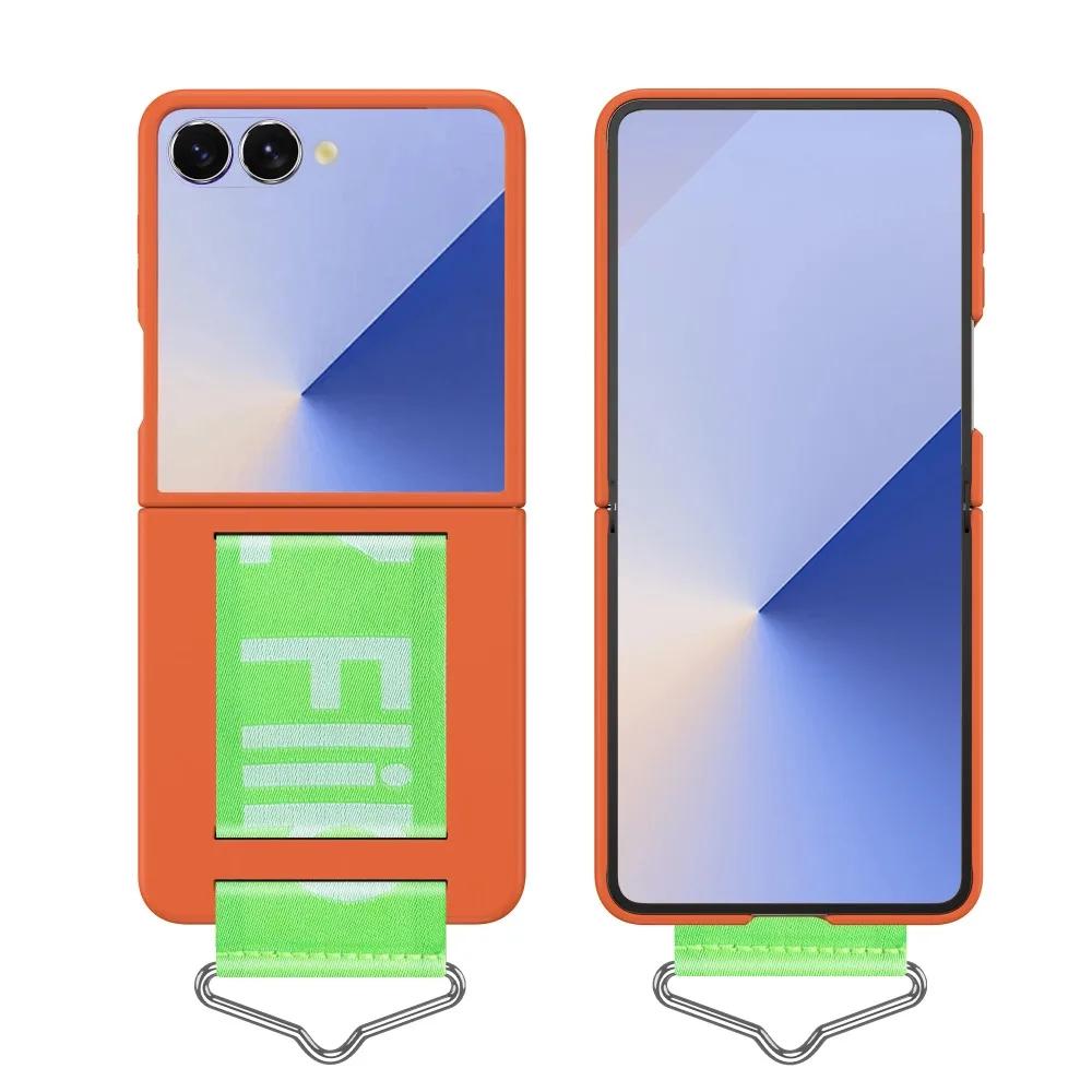 Hochwertige, ultra-dünne Handyhülle mit Hautgefühl für Samsung Galaxy Z Flip7 Flip6 Flip5 Flip4 5G, mit Armband und Ring, Schutzhülle