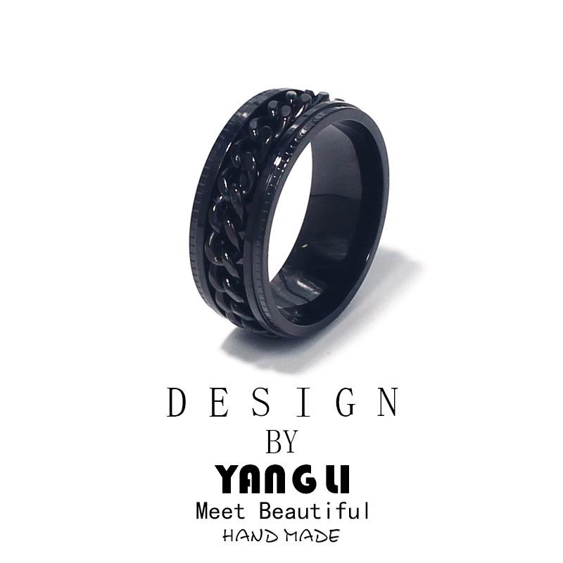 Men's Non-Fading Rotating Titanium Steel Ring - Stainless Steel Hand Jewelry