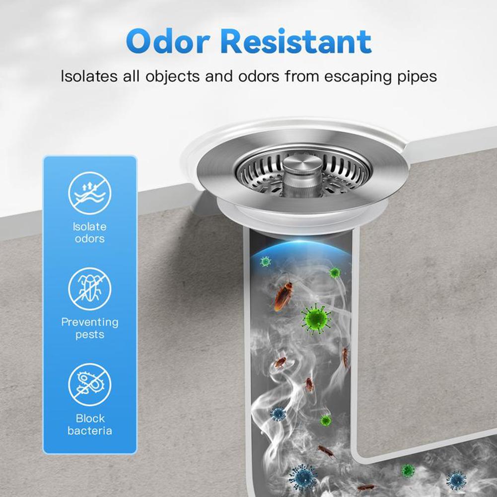 Kitchen Sink Drain Strainer,Stainless Steel Pop Up Sink Stopper,Anti-Clogging Sink Strainer Plug,Kitchen Sink Accessories