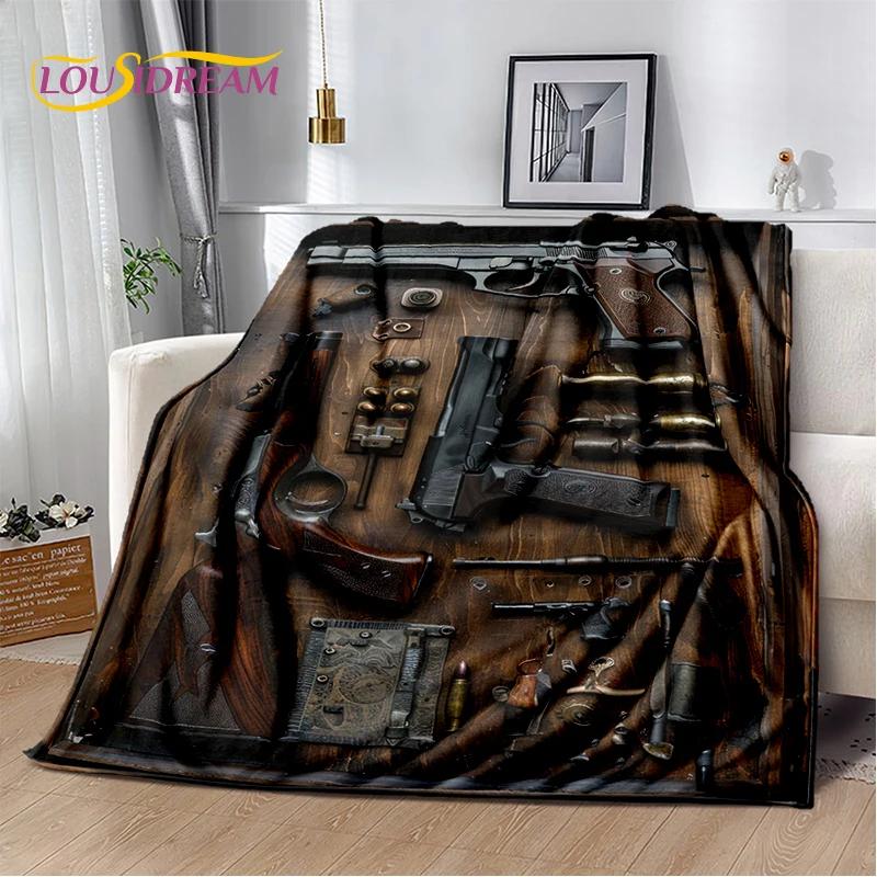 29 Style Retro Guns Pistol Ammunition Bullet Cartridge AK M4 Soft Flannel Blankets,Throw Blanket for Picnic Beds Sofa Bedroom
