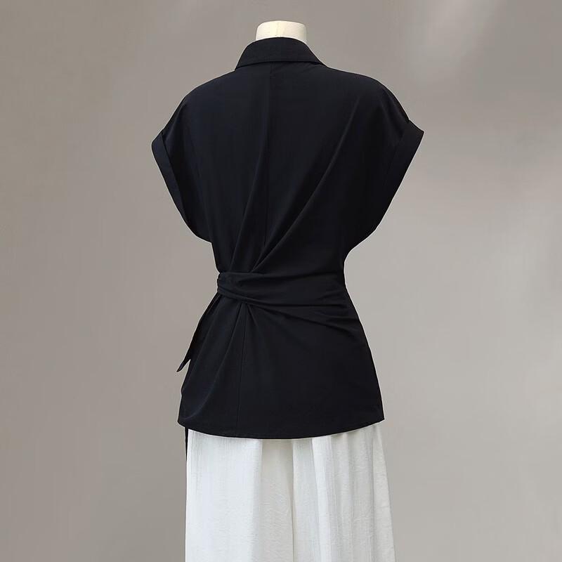 Women's Lapel Solid Color Sleeveless Commuter Shirt