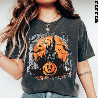 Comfort Colors® Pumpkin Halloween Shirt, Magical Kingdom Shirt, Mickey Pumpkin T-Shirt, Magical Castle Shirt, Halloween Party Tee