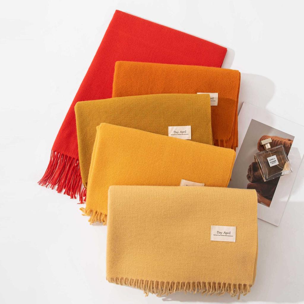 Red Imitation Cashmere Scarf, Pure Color, Women's Winter Accessory, High-end Feel, Versatile, Perfect for New Year Wrapping.