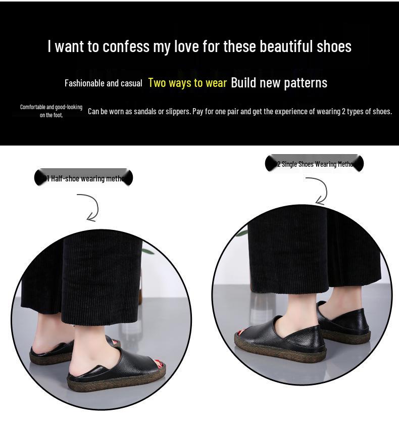 Genuine Leather Women's Korean Style Slip-On Shoes for Students, Expectant Mothers, and Mothers