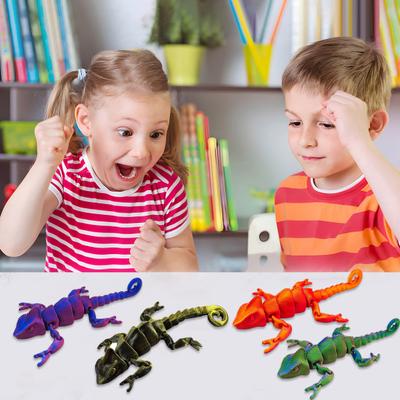 3D Printed Lizard Articulated Chameleon Ornament Desktop Decoration Flexible Animal Figurine Lizard Fidget Toy for Kids Adults Stress Relief