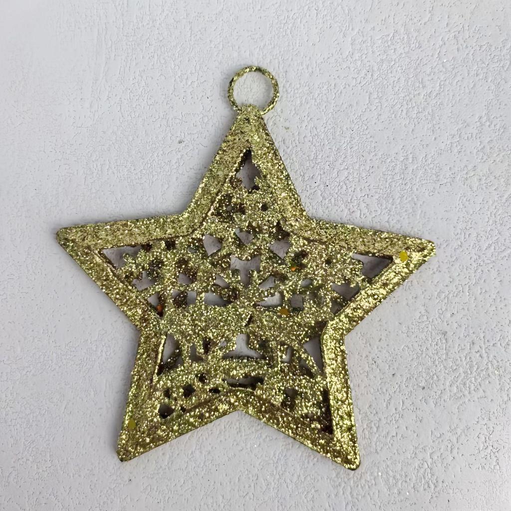 Gold Powder Wrought Iron Deer Star Christmas Tree Ornament