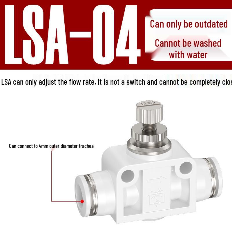 Quick Connect Pneumatic Air Hose Throttle Valve - Flow Restrictor Fitting with Adjustable PA Pipe LSA
